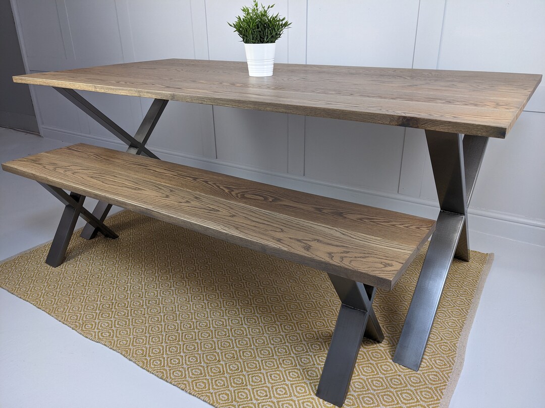The Ancoats / A Handmade Solid Oak Dining Table With Matching Bench - Etsy