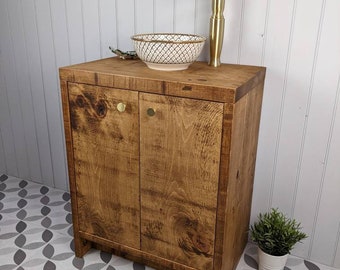 The Django V5 / A Handmade Solid Wood Bathroom Vanity Unit With brushed brass knobs