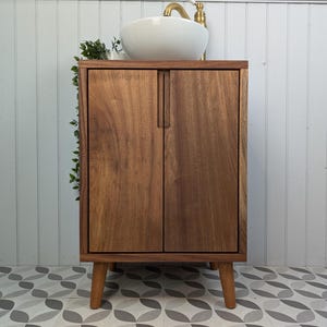 THE BRAMPTON / A Handmade Solid Sapele Wood Bathroom Vanity Unit With Tapered Legs