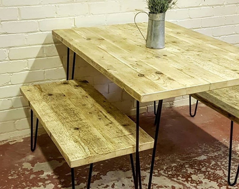 Tablo In Wax Handmade Reclaimed Timber Dining Table And 2 Etsy