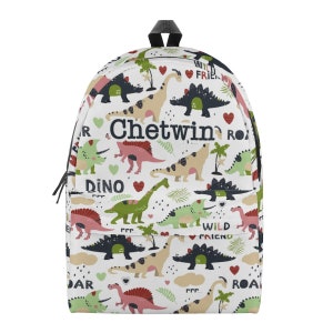 Sac à dos personnalisé dinosaure - Sac d'école pour enfants avec nom personnalisé, joli sac à dos dinosaure
