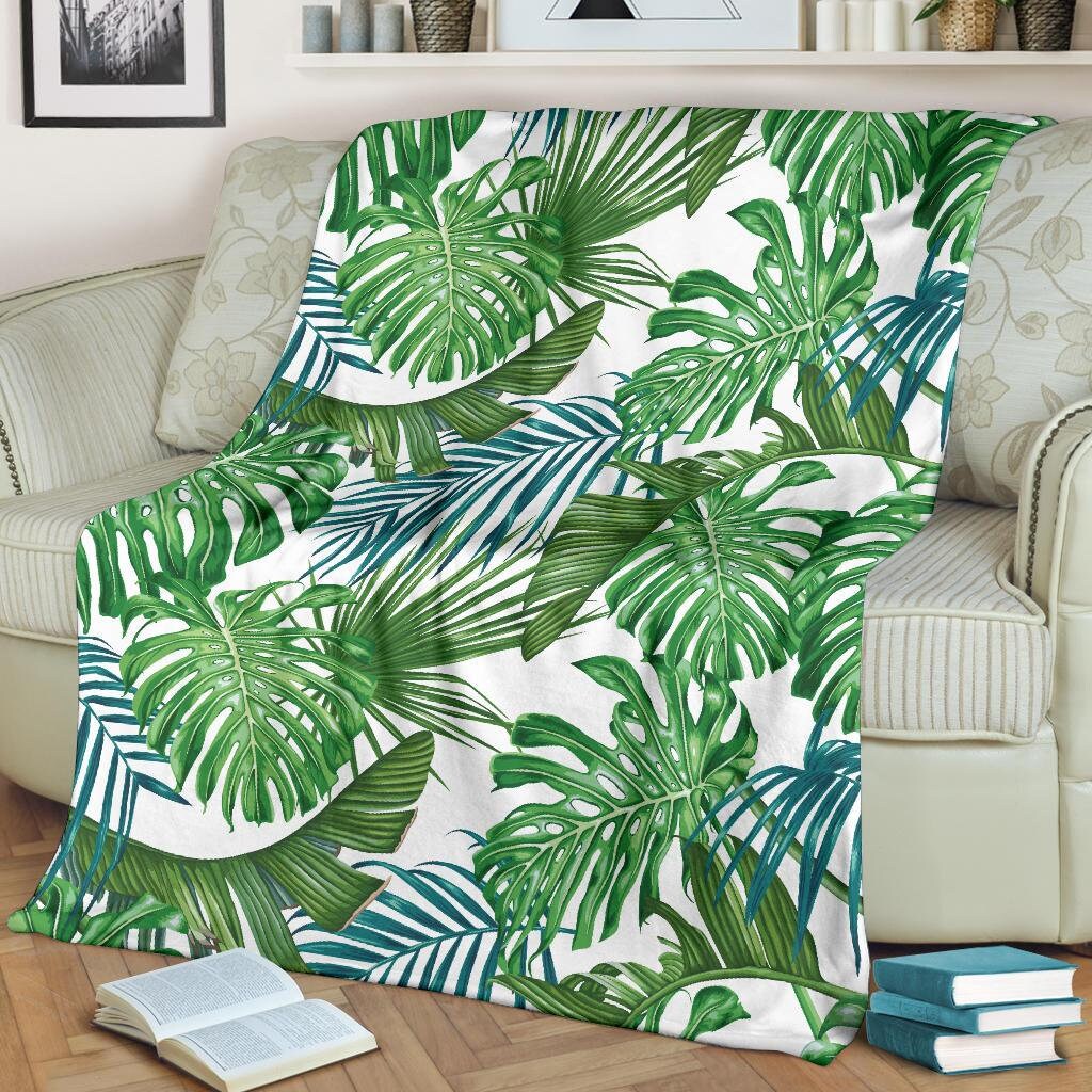 Tropical Leaves Blanket Tropical Leaves Throw Blanket Etsy