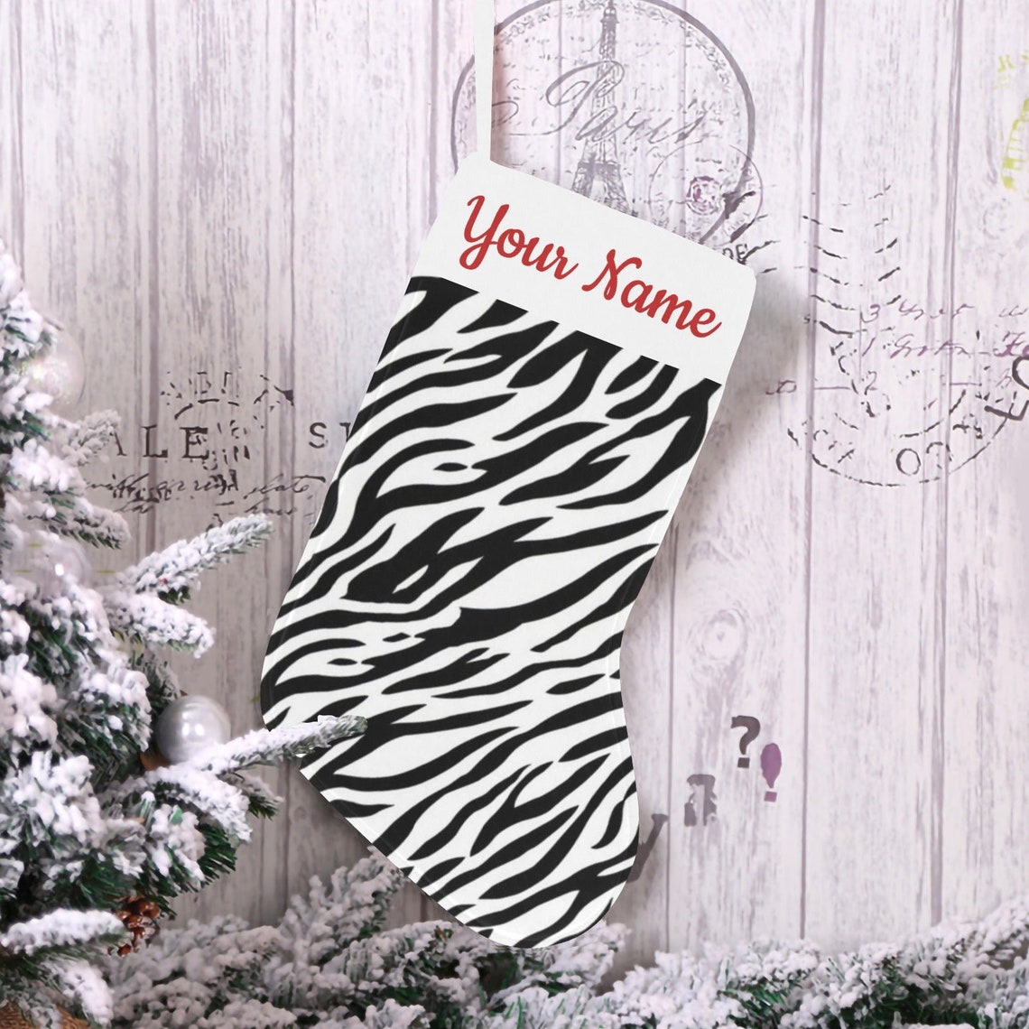 Personalized Zebra Christmas Stocking Etsy