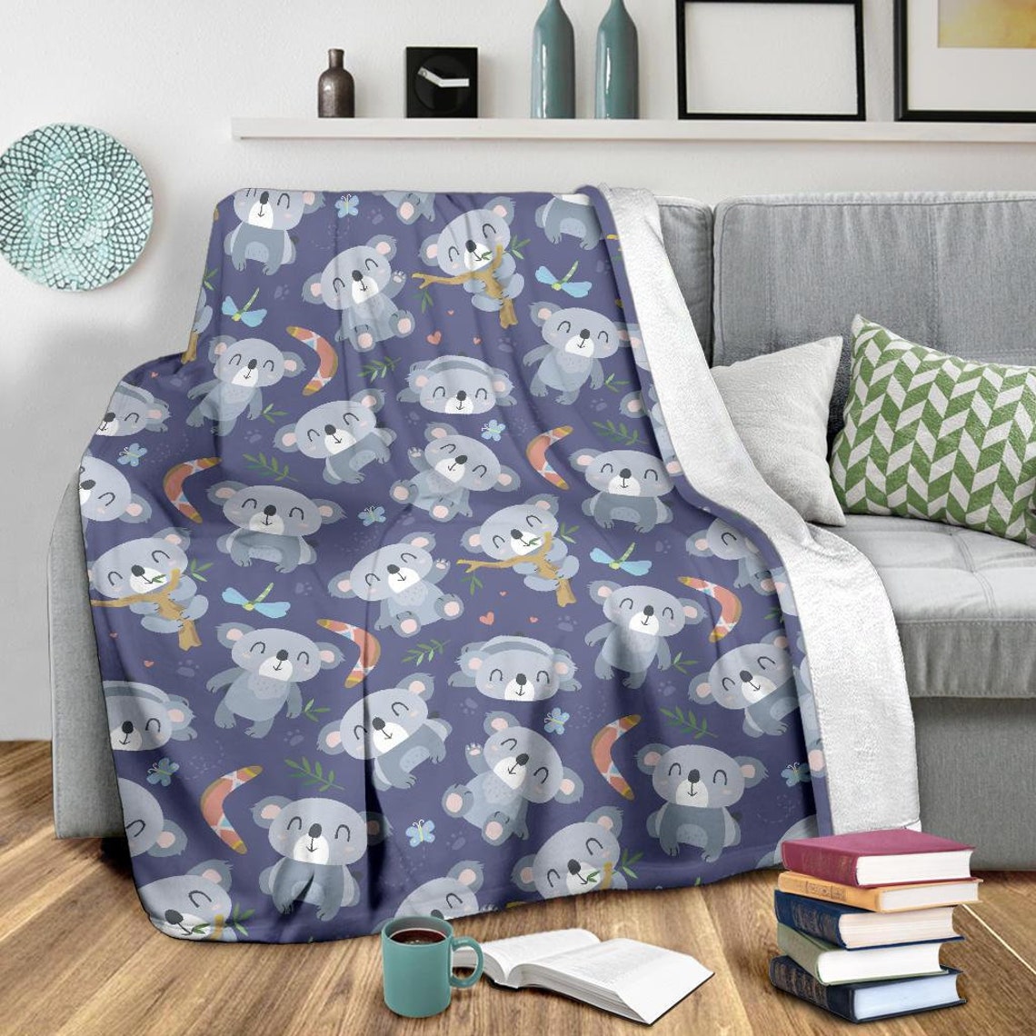 Koala Blanket Koala Throw Blanket Koala Fleece Blanket Etsy