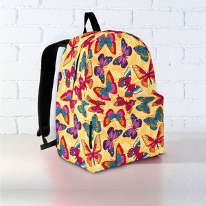 Sac à dos papillon personnalisé - Sac d'école pour filles avec prénom personnalisé, sac à dos insecte coloré pour tout-petit