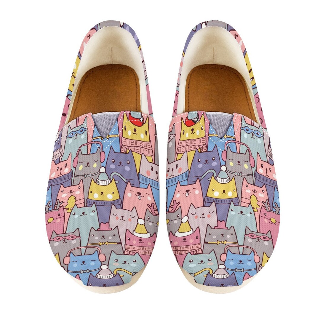Cat Shoes Cat Women Shoes Shoes With Cat Women Canvas Etsy
