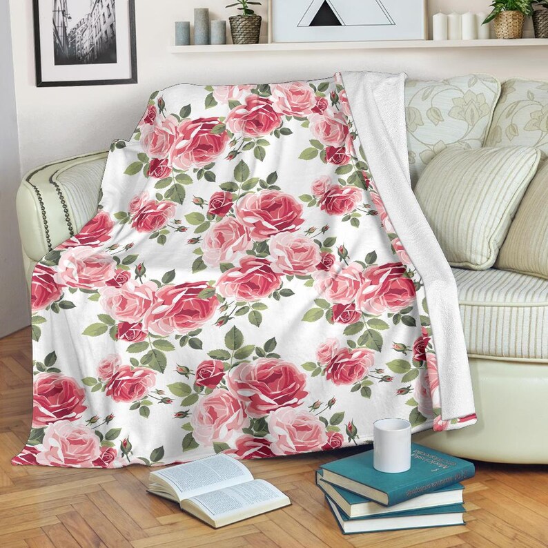 Rose Blanket Rose Throw Blanket Rose Fleece Blanket Rose Etsy