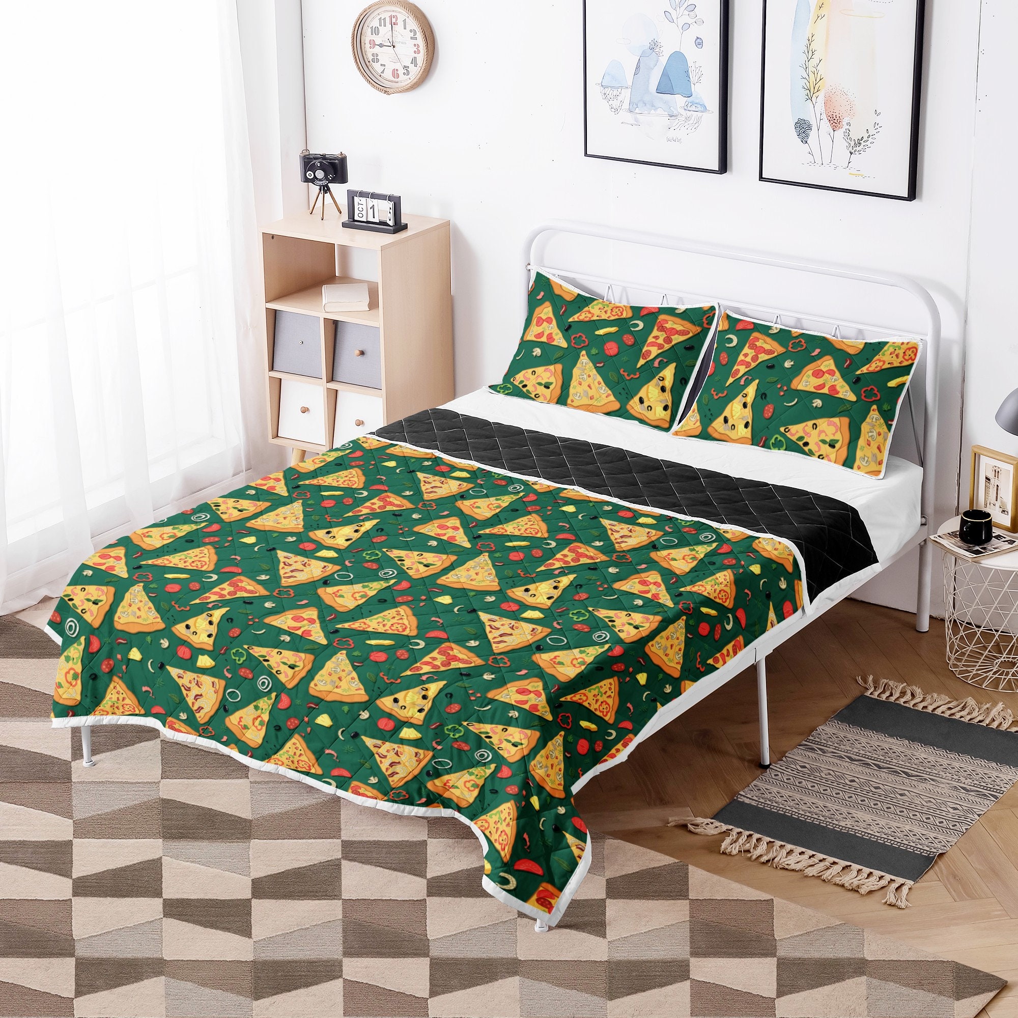 Pizza Quilt Pizza Quilt Sets Pizza Quilt Bed Sets Pizza Etsy