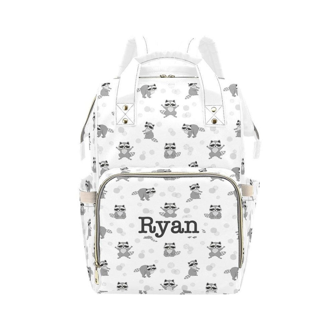 Personalized Raccoon Diaper Bag Backpack, Custom Name Diaper Bag