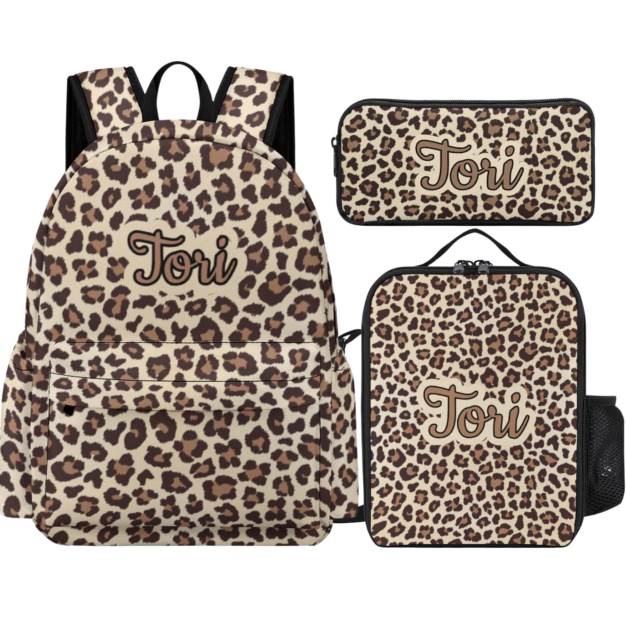 Personalized Leopard Print Backpack: Custom Name, School Bag - Etsy