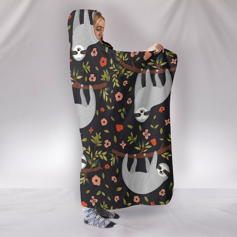 Sloth Hooded Blanket Sloth Blanket Sloth Blanket With Hood Etsy