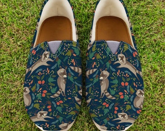 Raccoon Shoes | Raccoon Women Shoes | Shoes With Raccoon | Raccoon Canvas Shoes | Raccoon Gifts | Raccoon Lover | Raccoon