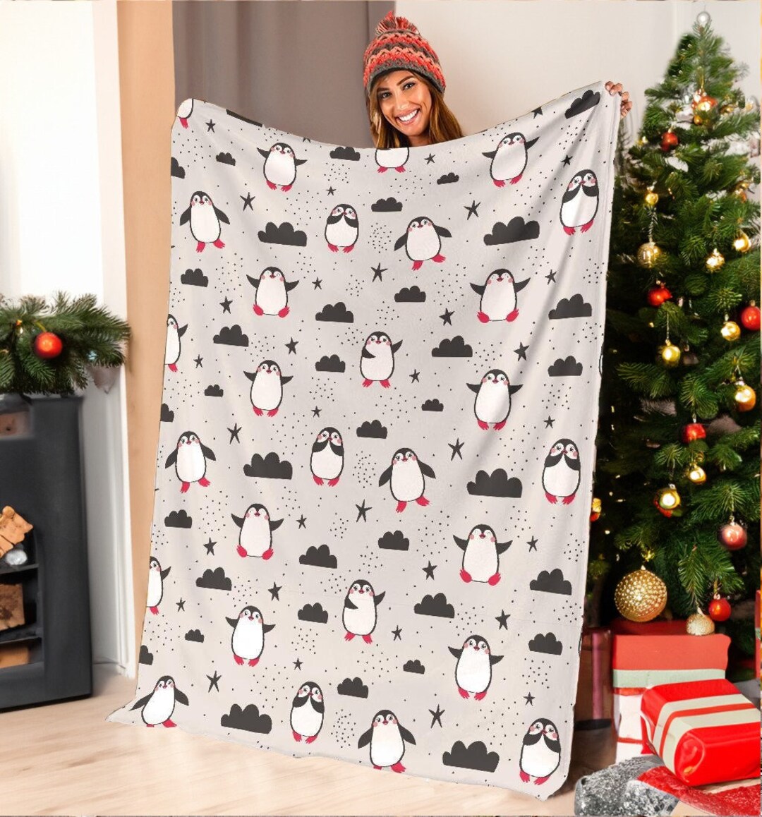 Penguin Blanket, Penguin Throw Blanket, Penguin Fleece Blanket, Penguin