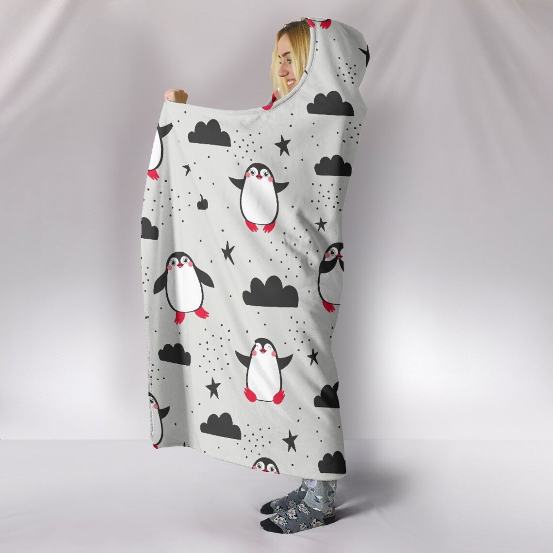 Penguin Hooded Blanket Penguin Blanket Penguin Blanket Etsy