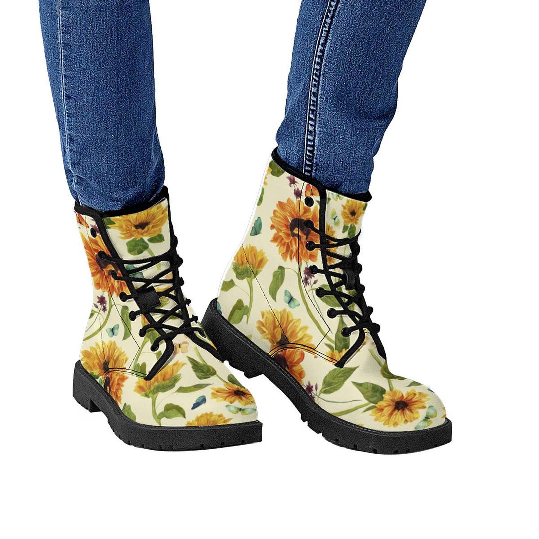 Sunflower Boots Sunflower Leather Boots Sunflower Women Etsy UK