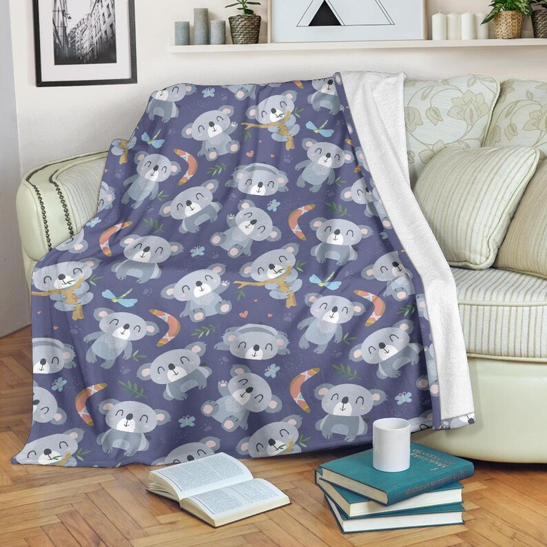 Koala Blanket Koala Throw Blanket Koala Fleece Blanket Etsy
