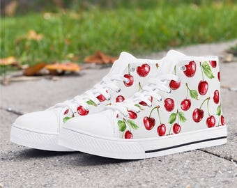 Cherry Hi Top Sneakers for Women and Kids - Stylish and