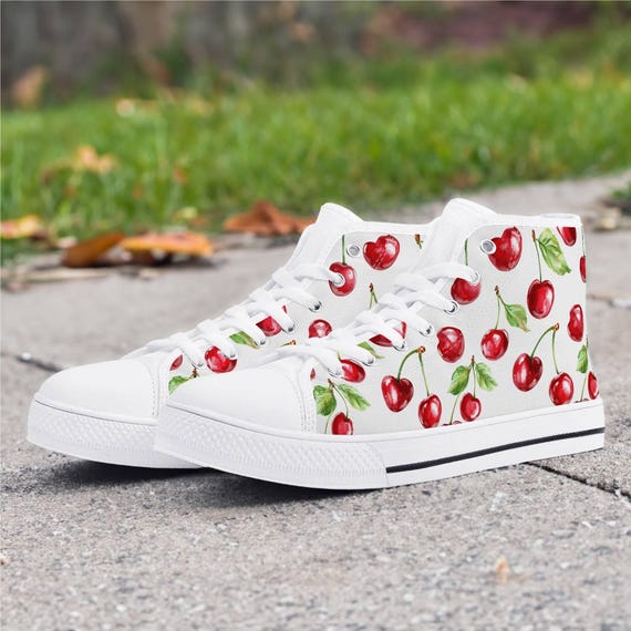 Cherry Hi Top Sneakers for Women and Kids - Stylish and