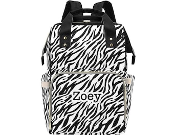 Zaino per borsa per pannolini Zebra personalizzato, zaino per borsa per pannolini con nome personalizzato, regalo per baby shower
