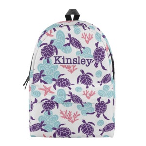 Sac à dos personnalisé tortue de mer - Sac d'école pour enfants avec prénom personnalisé, sac à dos animal de l'océan