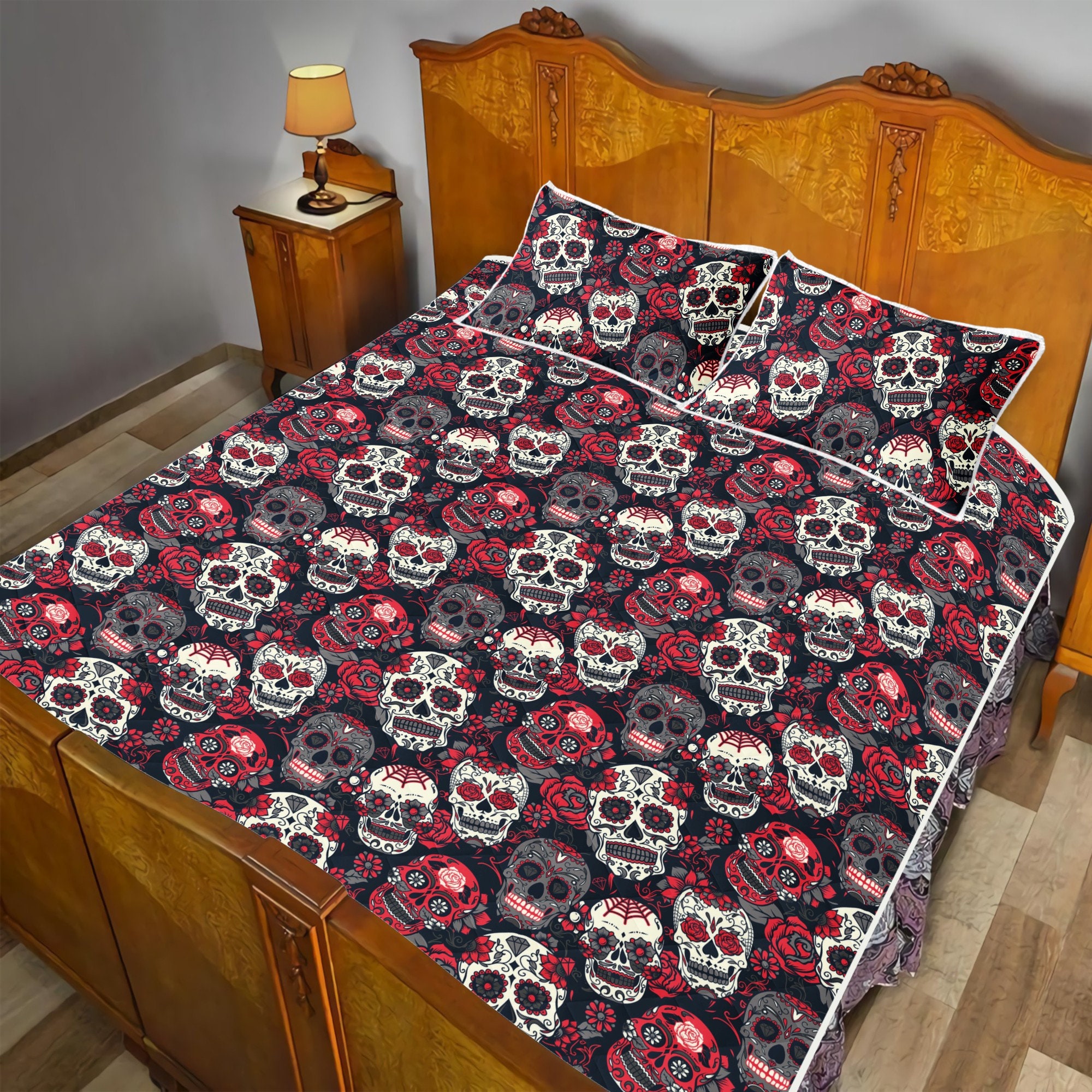 Skull Quilt Skull Quilt Sets Skull Quilt Bed Sets Skull | Etsy
