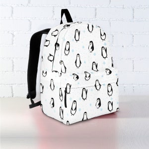Sac à dos personnalisé pingouin - Sac d'école pour enfants avec nom personnalisé, joli sac à dos pingouin
