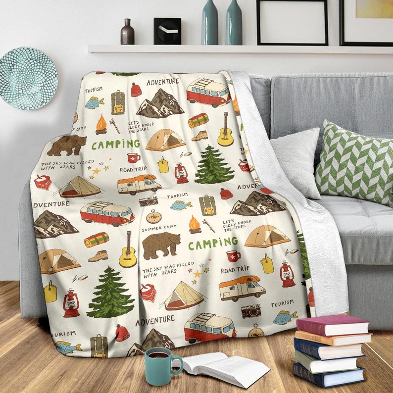 Camping Blanket Camping Throw Blanket Camping Fleece Etsy