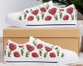 Lage canvas sneakers Poppy: schoenen met bloemenprint