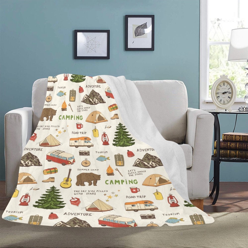 Camping Blanket Camping Throw Blanket Camping Fleece Etsy
