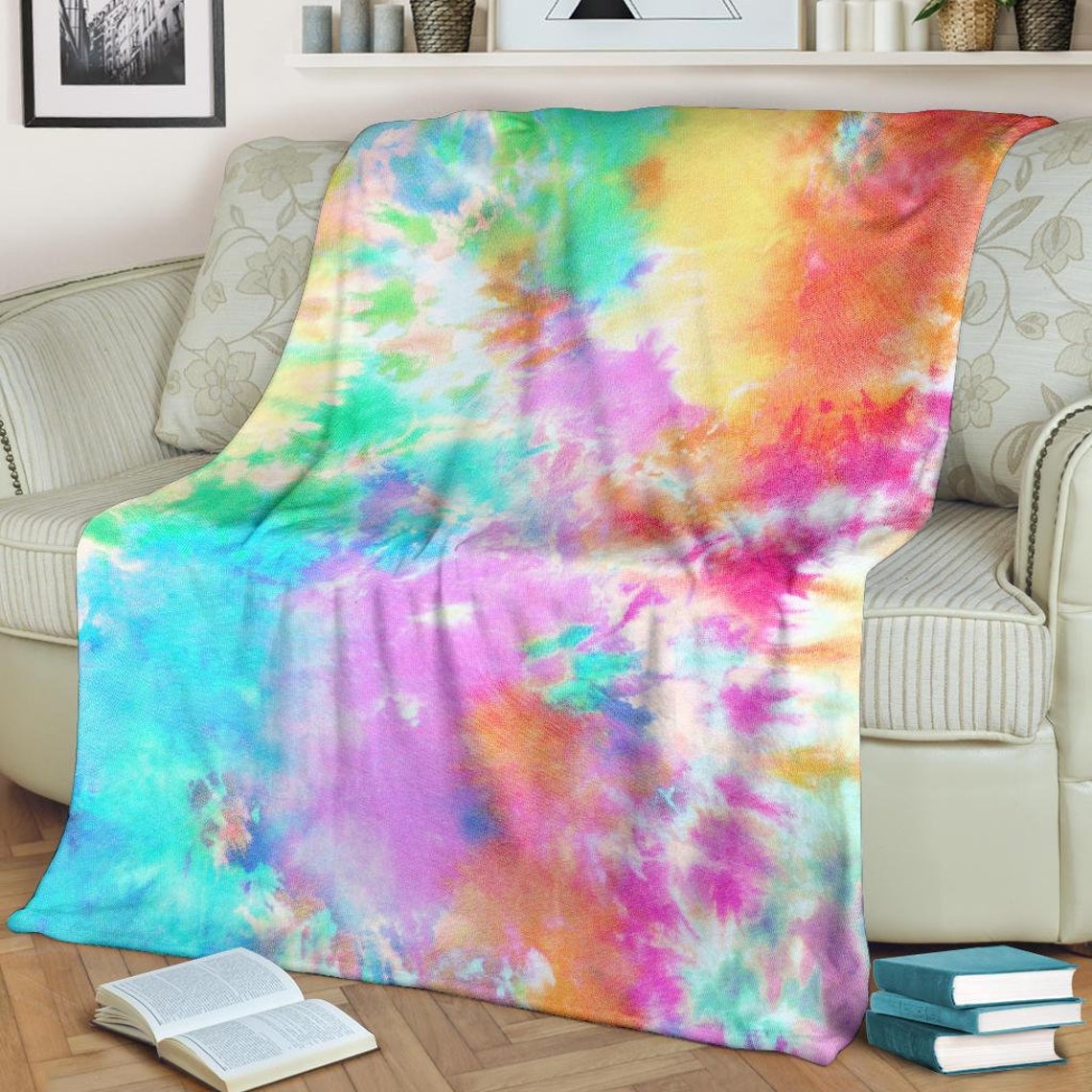 Tie Dye Blanket Tie Dye Throw Blanket Tie Dye Fleece Etsy