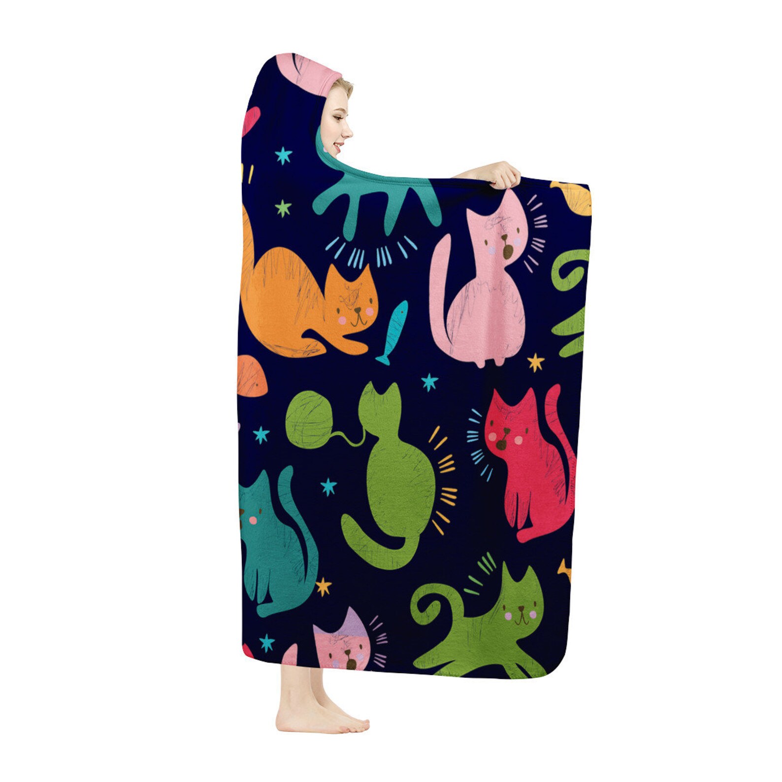 Cat Hooded Blanket Cat Blanket Cat Blanket with Hood Etsy