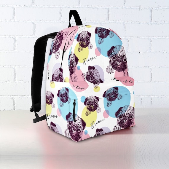 Personalized Pug Backpack Pug Backpack Kid Pug Backpack Etsy