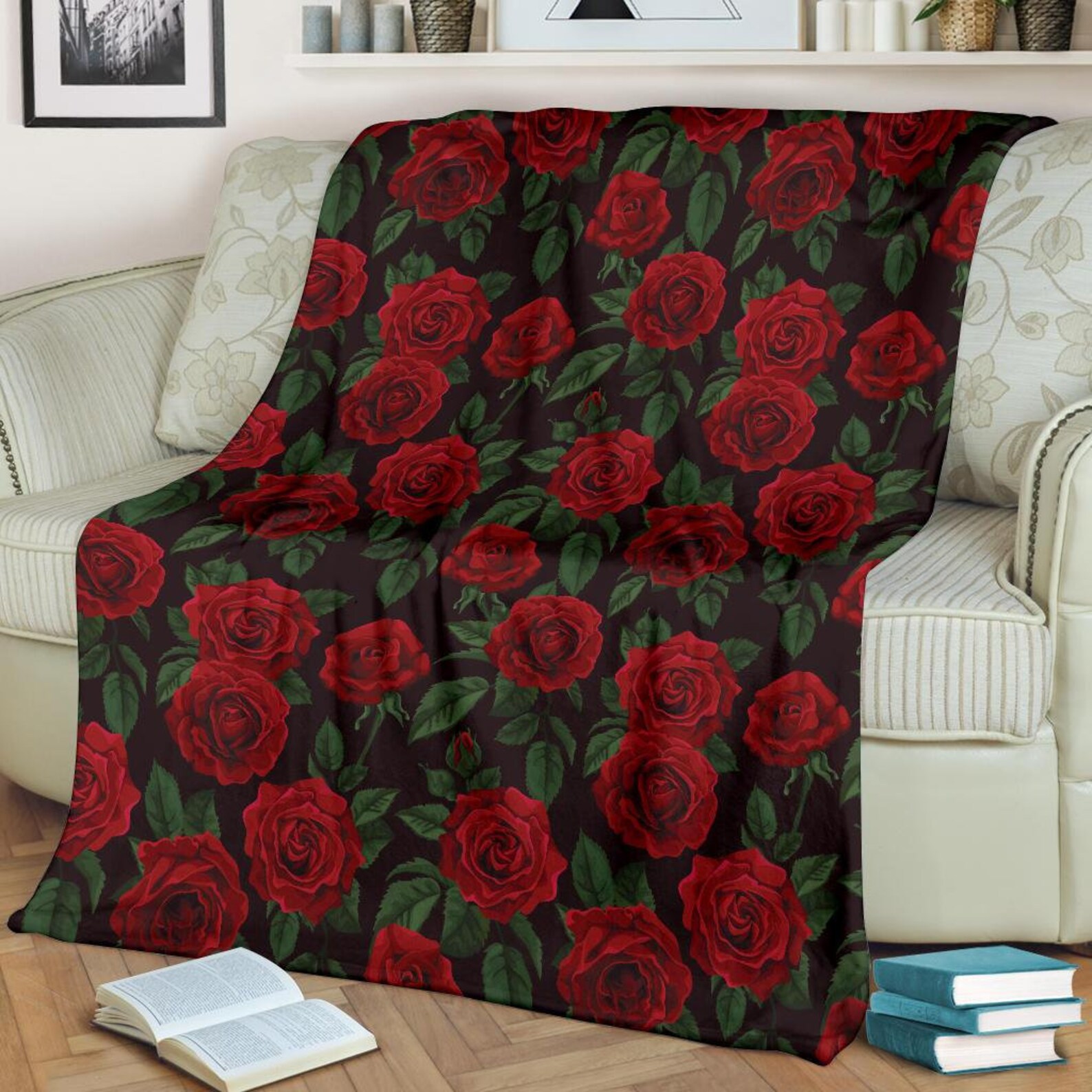 Rose Blanket Rose Throw Blanket Rose Fleece Blanket Rose Etsy