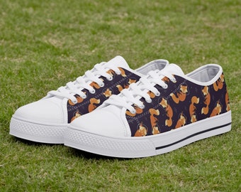 Fox Sneakers for Women, Cute Fox Shoes for Girls, Fun Fox Shoes for Kids, Fox-Themed Shoes