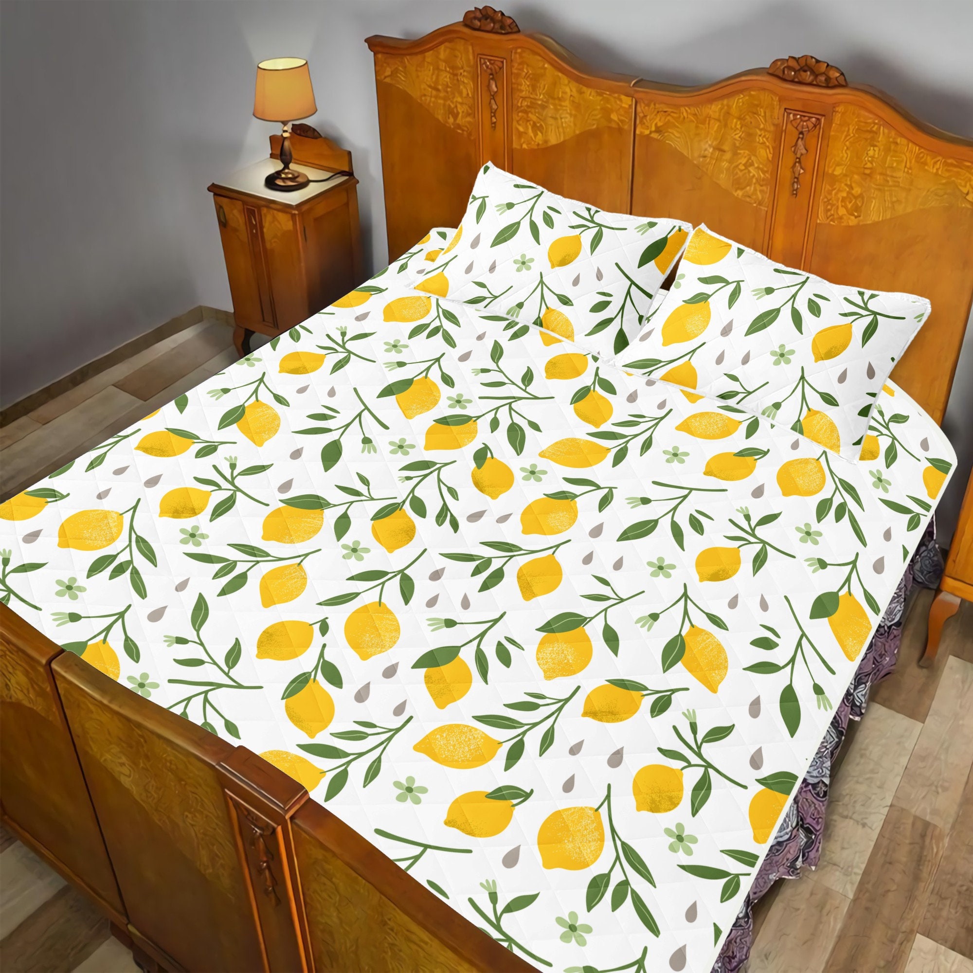 Lemon Quilt Lemon Quilt Sets Lemon Quilt Bed Sets Lemon Etsy