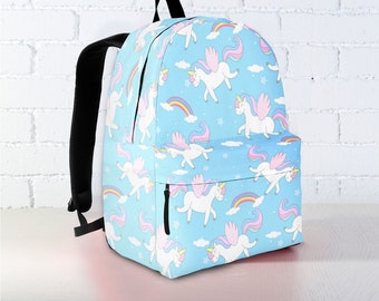 Sac à dos Licorne personnalisé | Sac à dos | Sac à dos | Sac à dos Femme | Sac à dos pour ordinateur portable | Sac à dos végétalien | Sac à dos de voyage | Licorne