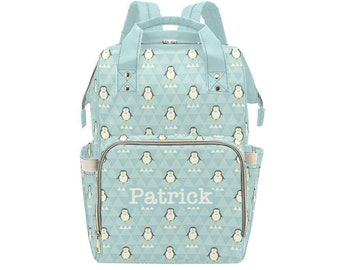 Personalized Penguin Diaper Bag Backpack, Custom Name Diaper Bag Backpack, Baby Shower Gift