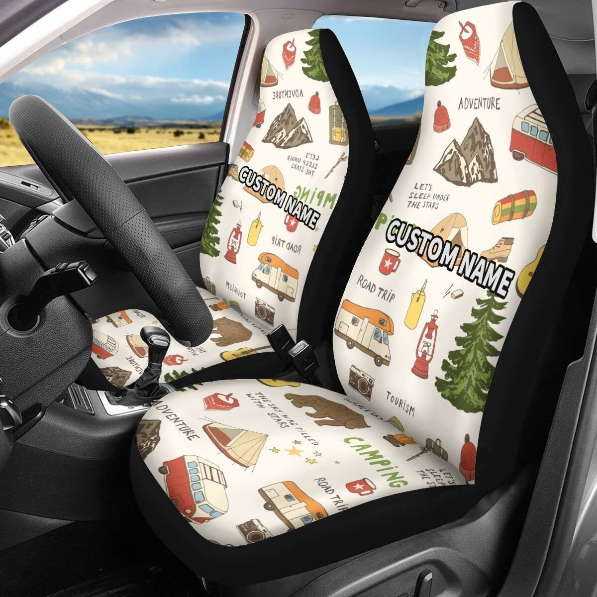 Personalisierte Camping Auto Sitzbezüge, Camping Auto Zubehör