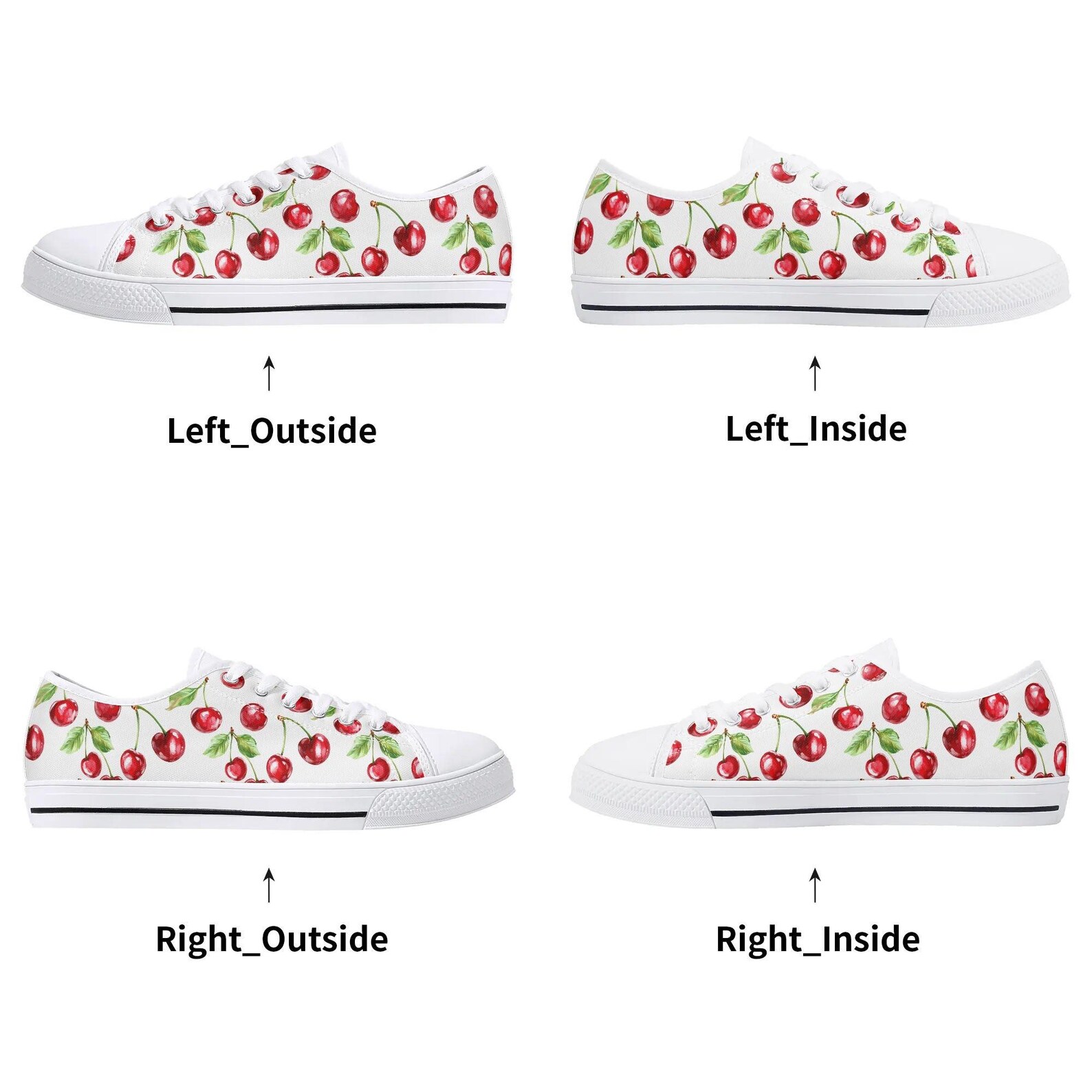 Cherry Print Footie - Cream/Blue