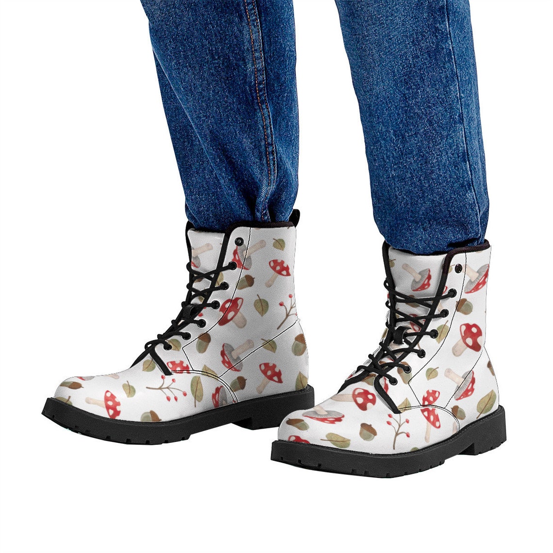 Mushroom Boots Mushroom leather boots Mushroom women boots Etsy