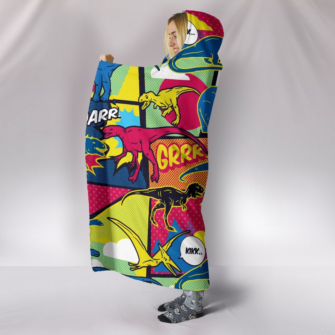 Dinosaur Hooded Blanket Dinosaur Blanket Dinosaur Blanket Etsy
