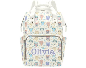 Personalized Owl Diaper Bag Backpack, Custom Name Diaper Bag Backpack, Baby Shower Gift