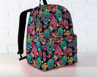Personalized Sugar Skull Backpack | Backpack | Rucksack | Backpack Women | Laptop Backpack | Vegan Bkacpack |Day Of The Dead