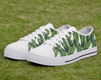 Tropical Leaves Shoes, Tropical Leaves Sneakers, Tropical Women Shoes, Shoes With Tropical Leaves,