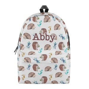 Sac à dos hérisson personnalisé - Sac d'école pour enfants avec nom personnalisé, sac à dos avec animaux des bois
