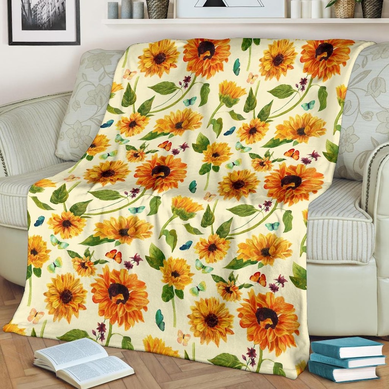 Sunflower Blanket Sunflower Throw Blanket Sunflower Fleece Etsy