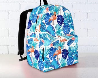 NWT NGIL Tropical Flamingo Print Backpack - Pink & Green Tropical Flamingo NGIL Canvas Backpack - Etsy main image 3