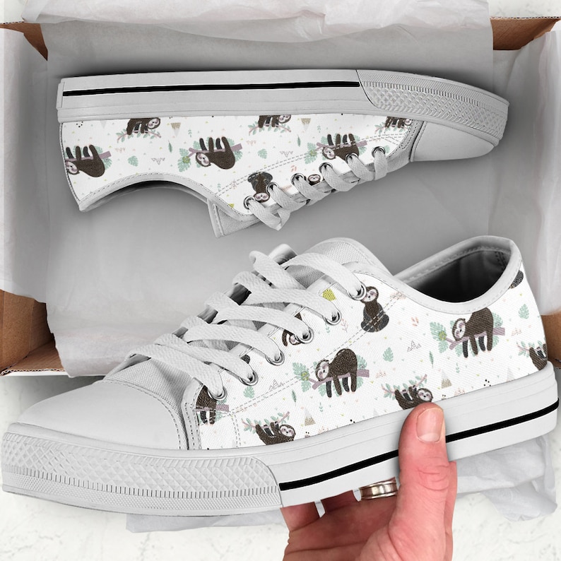 Pattern Print Sloth Black Sneaker Shoes For Men Women main image 1