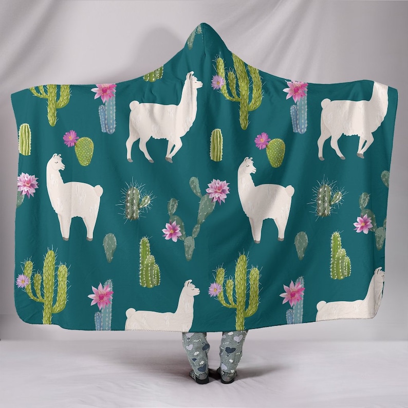 Llama Hooded Blanket Llama Blanket Llama Blanket with Hood Etsy