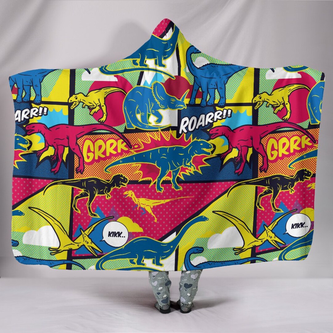 Dinosaur Hooded Blanket Dinosaur Blanket Dinosaur Blanket Etsy